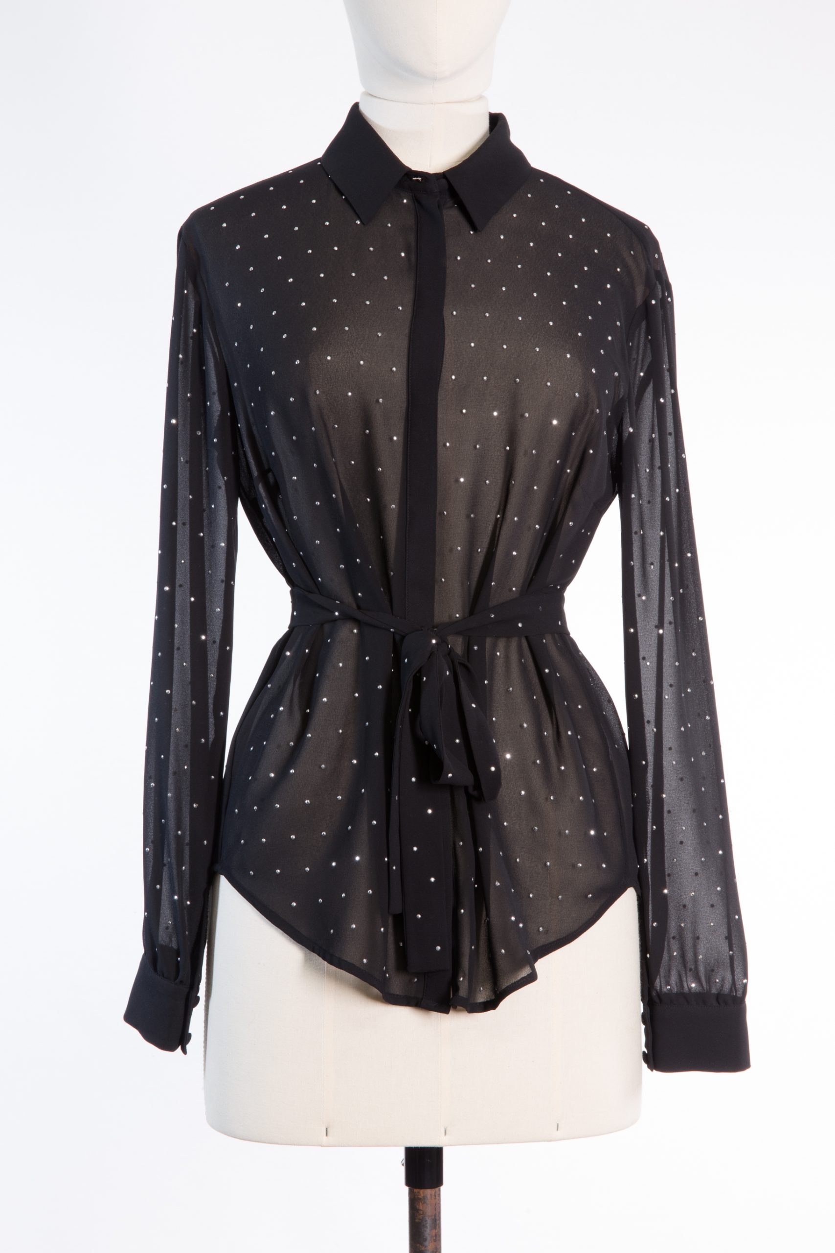 Patrizia Pepe Limited Edition Silk Sheer Blouse with Silver Embellishments