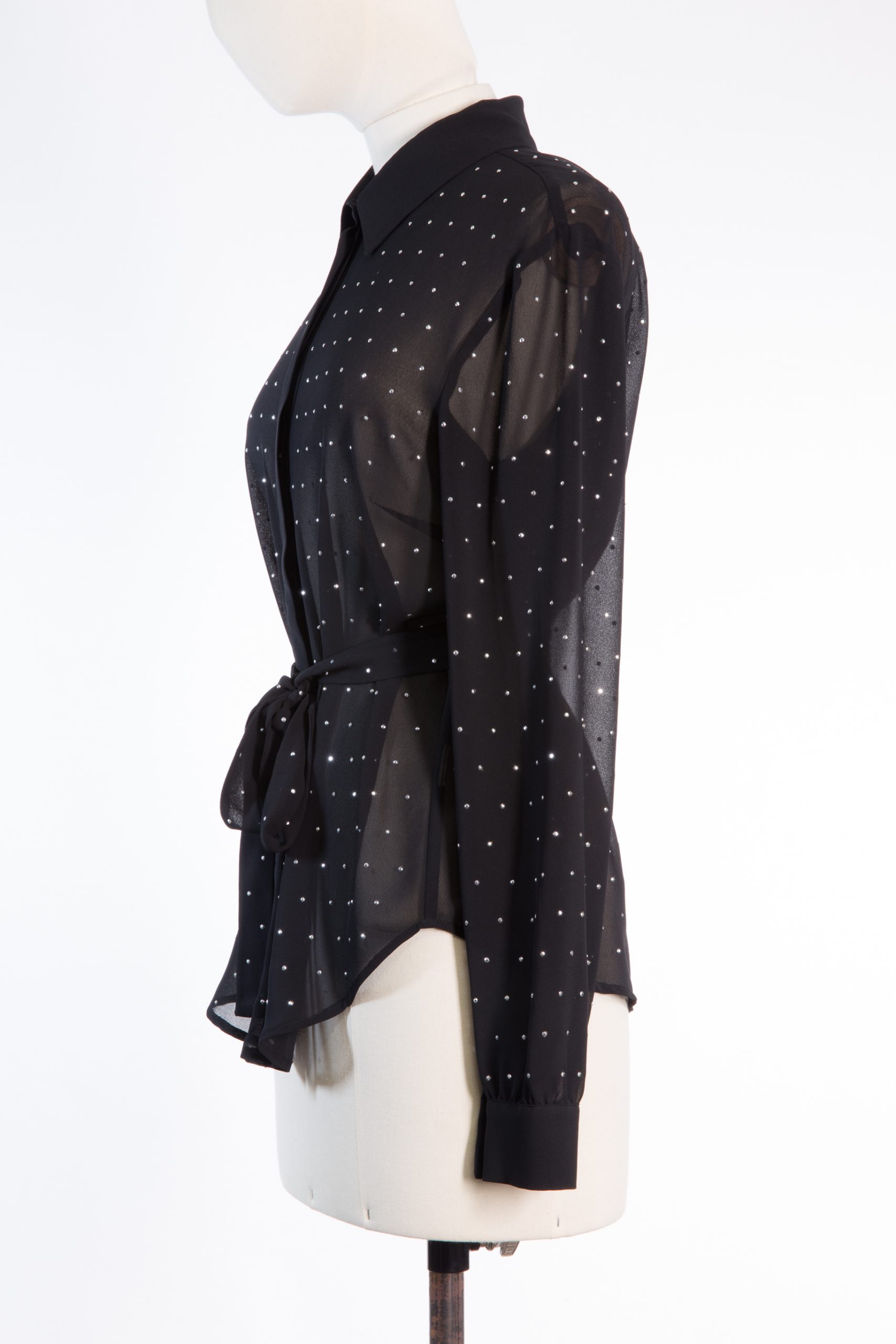 Patrizia Pepe Limited Edition Silk Sheer Blouse with Silver Embellishments