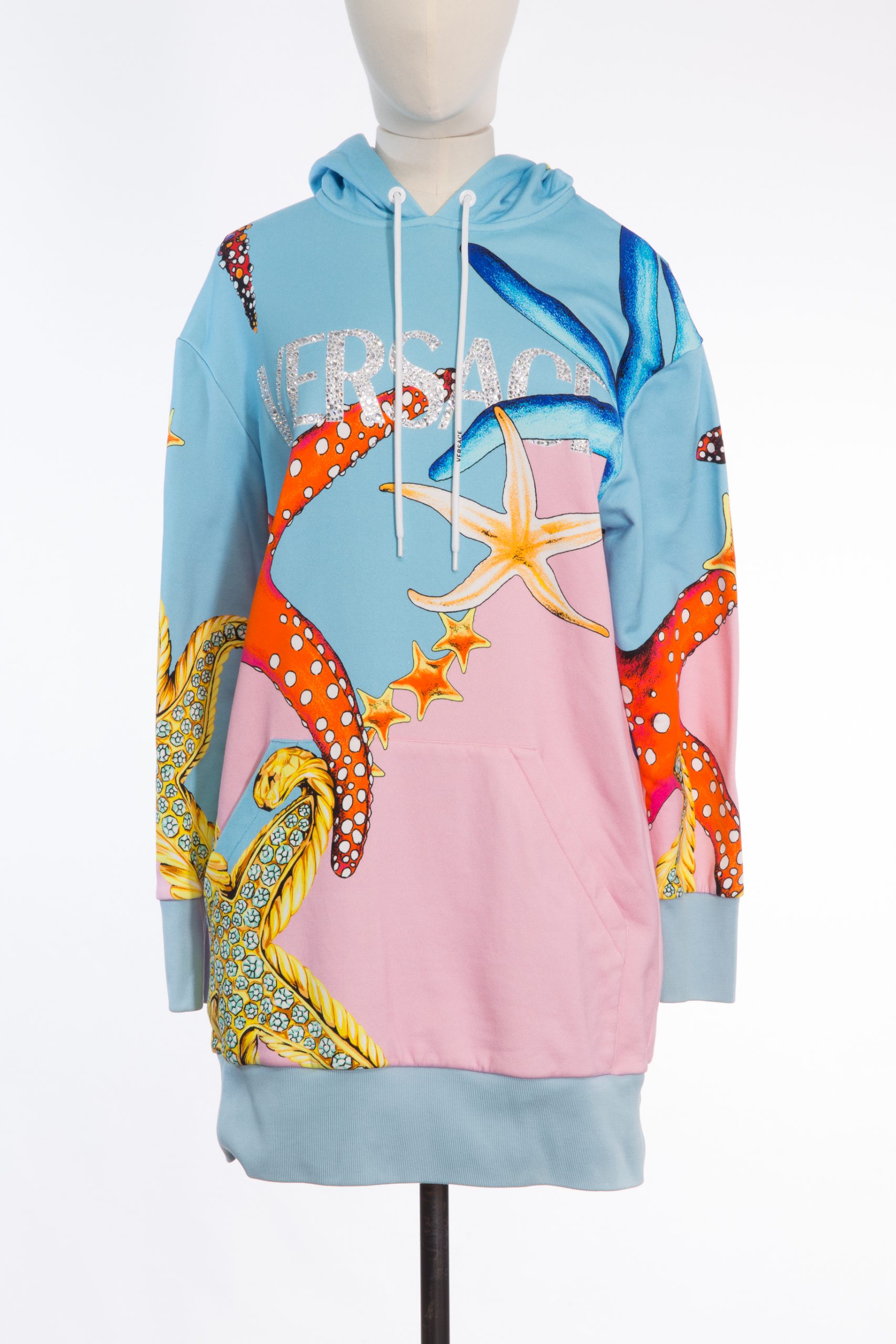 Versace Limited Edition Marine Print Hooded Sweatshirt Tunic