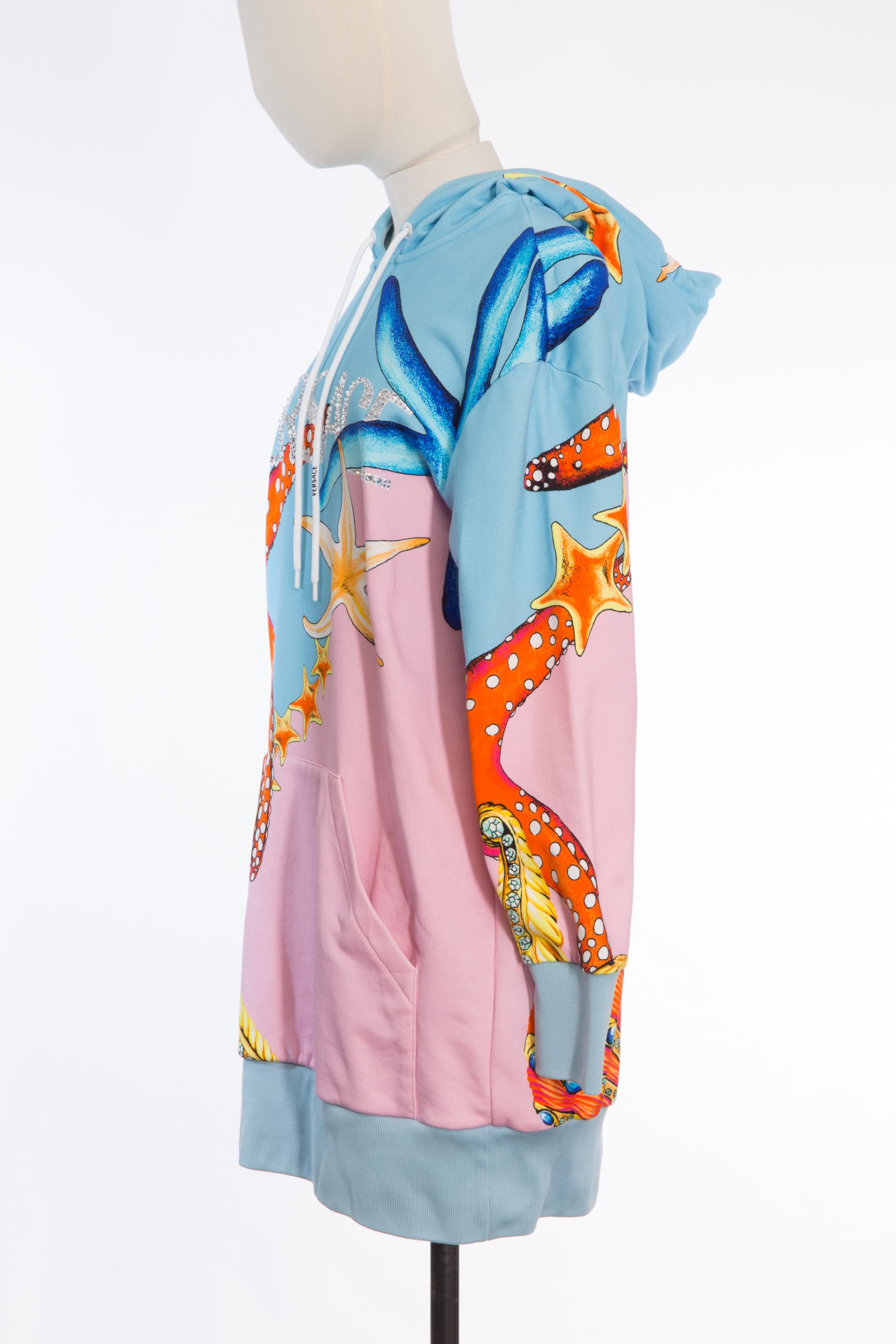 Versace Limited Edition Marine Print Hooded Sweatshirt Tunic