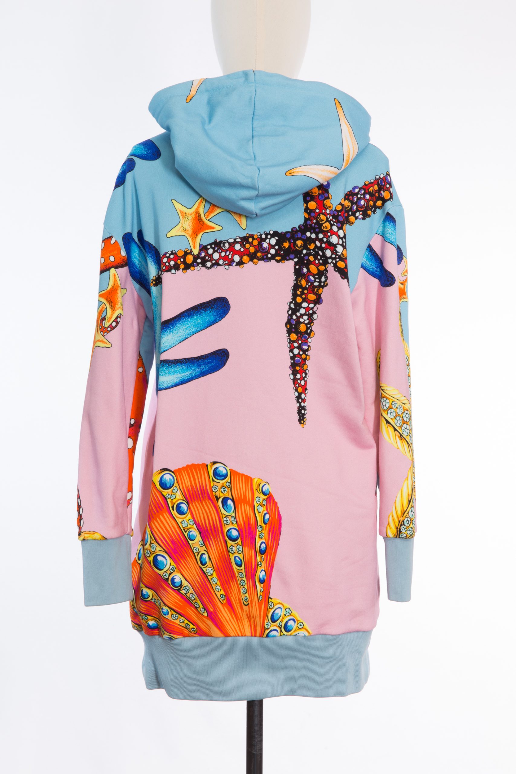 Versace Limited Edition Marine Print Hooded Sweatshirt Tunic