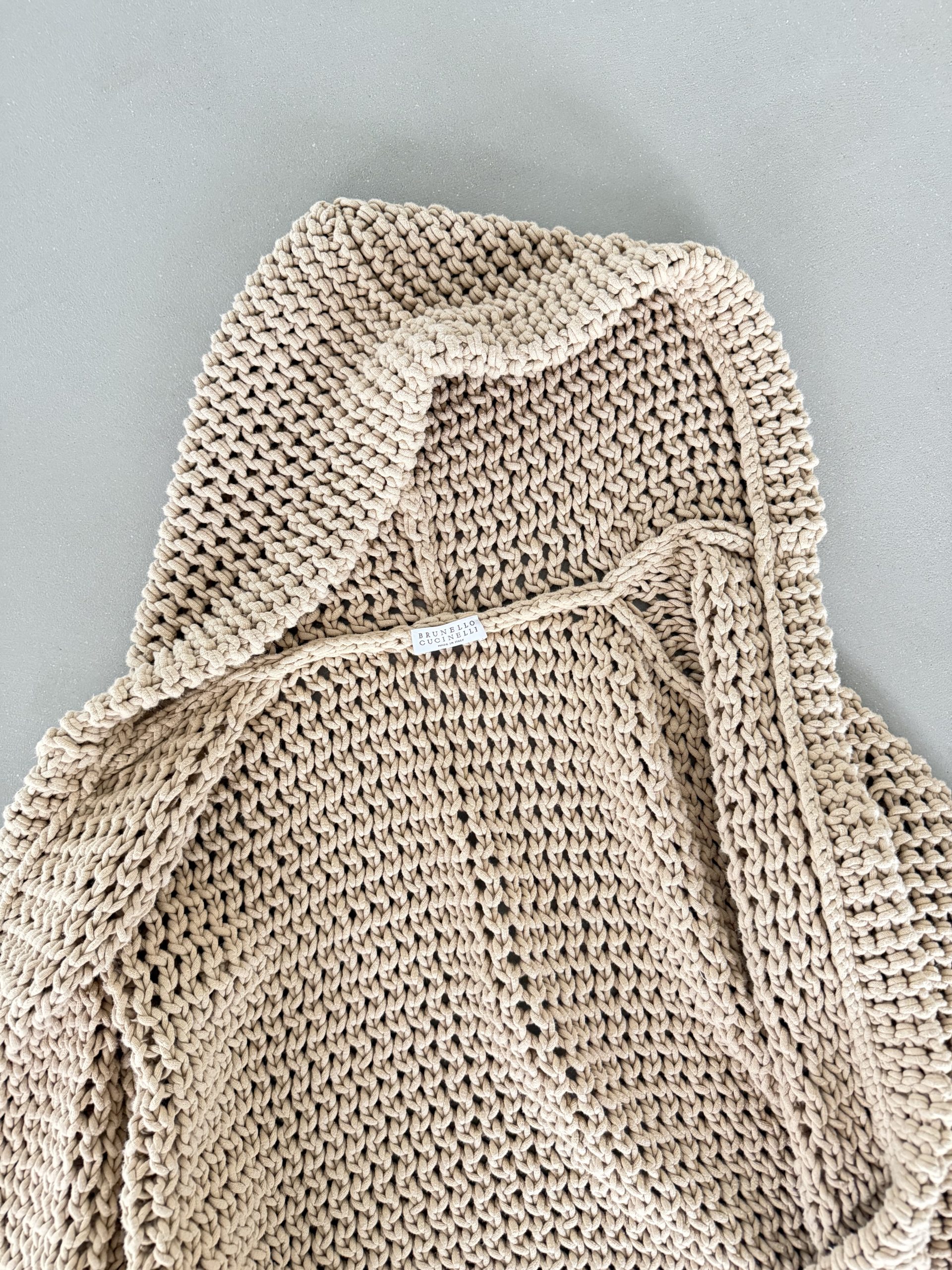 Brunello Cucinelli Oversized Cotton Knit Hooded Cardigan