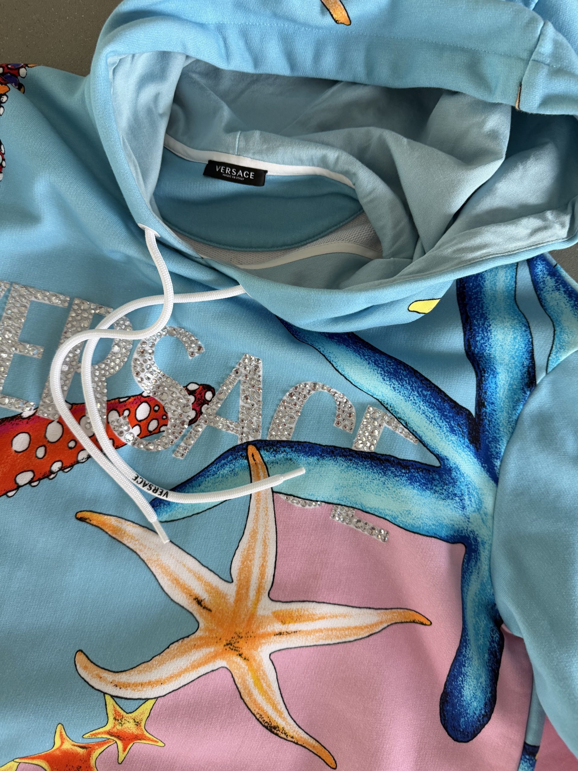 Versace Limited Edition Marine Print Hooded Sweatshirt Tunic