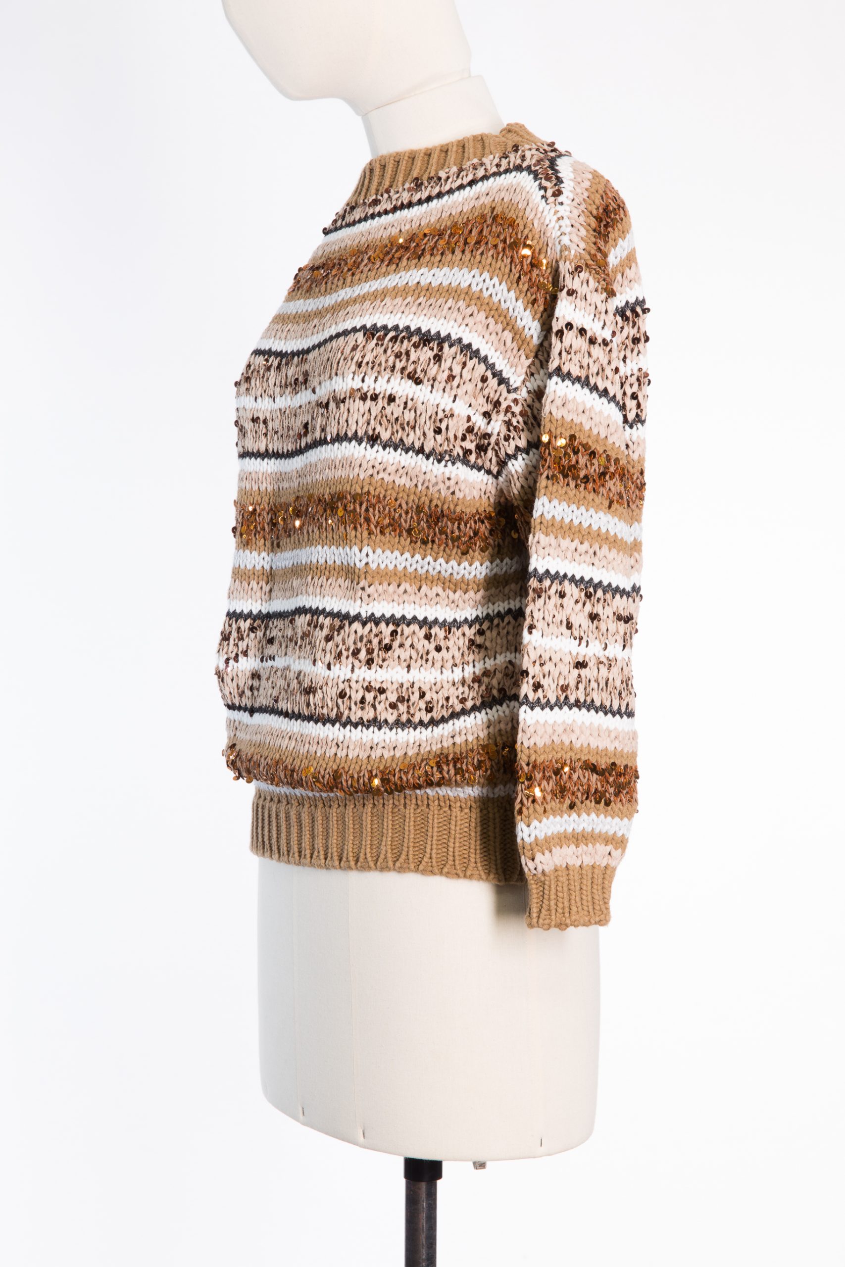 BRUNELLO CUCINELLI Striped Sequin-Embellished Cotton Sweater