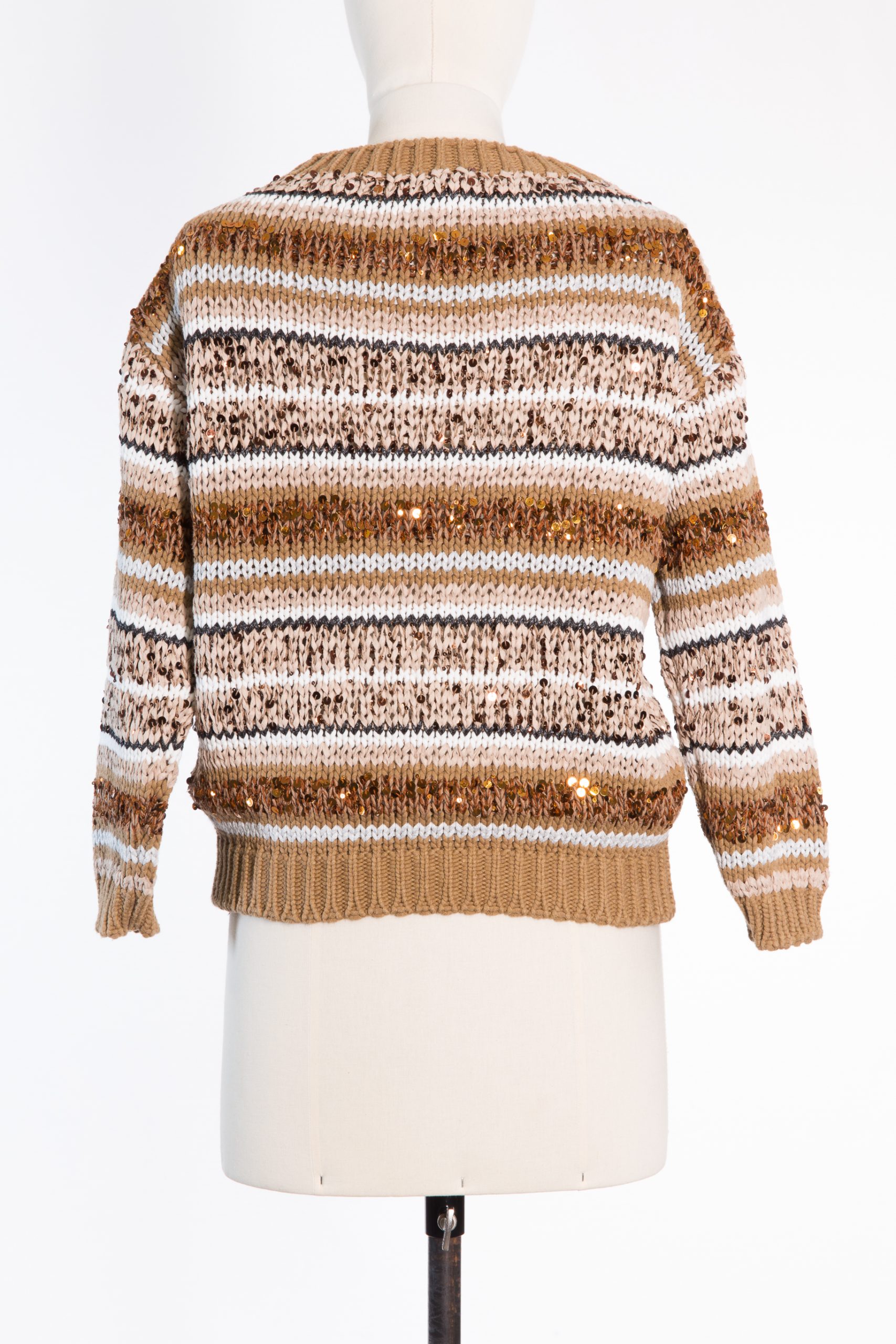 BRUNELLO CUCINELLI Striped Sequin-Embellished Cotton Sweater