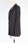 Brunello Cucinelli Black Pinstripe Double-Breasted Blazer with Crystal Floral Embellishment Brunello Cucinelli Black Pinstripe Double-Breasted Blazer with Crystal Floral Embellishment