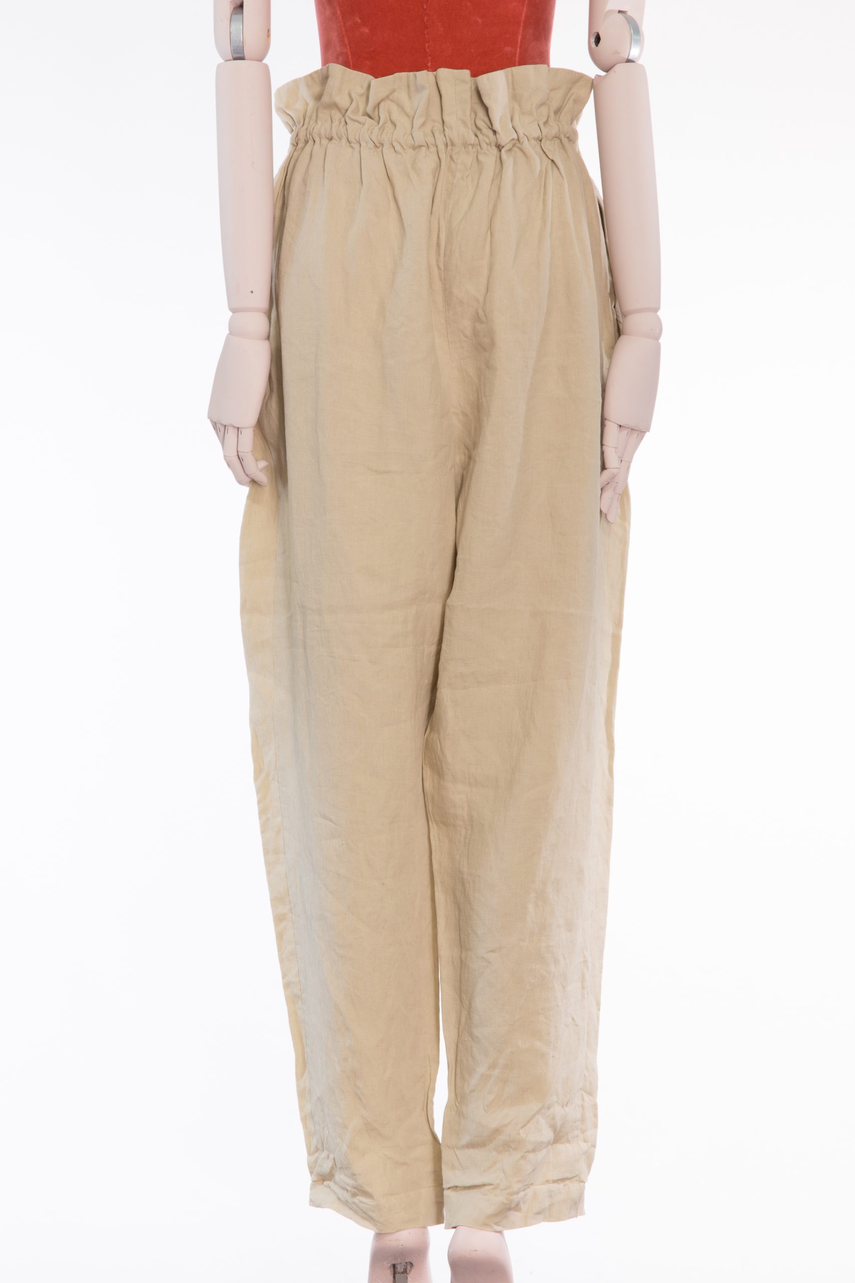 Acne Studios Linen Paperbag Trousers — Natural Beige