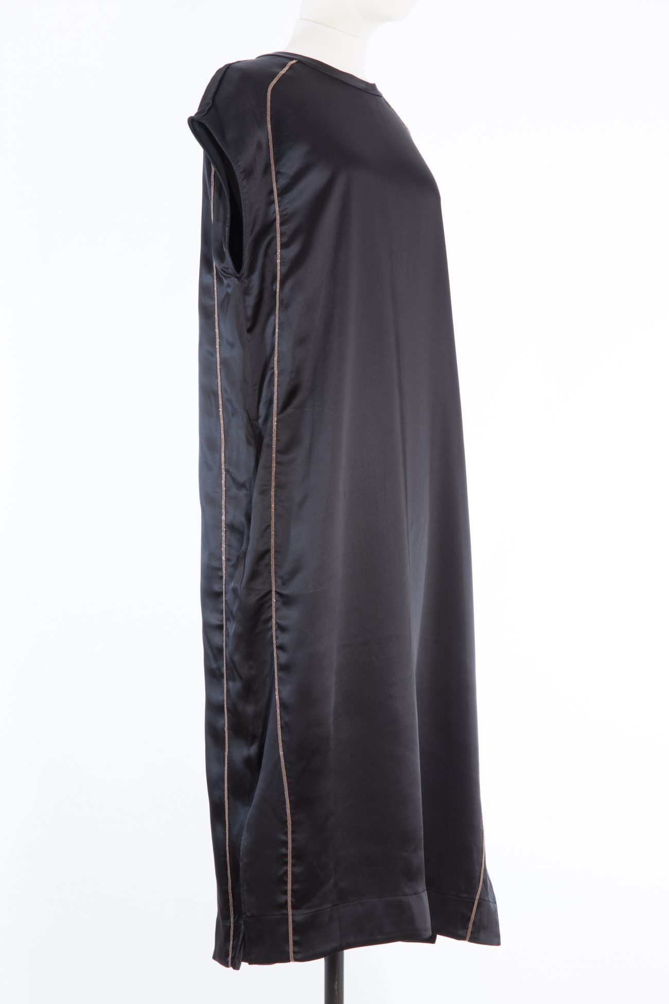 Brunello Cucinelli Dress, Size L Bead-embellished satin midi dress Brunello Cucinelli Dress, Size L Bead-embellished satin midi dress
