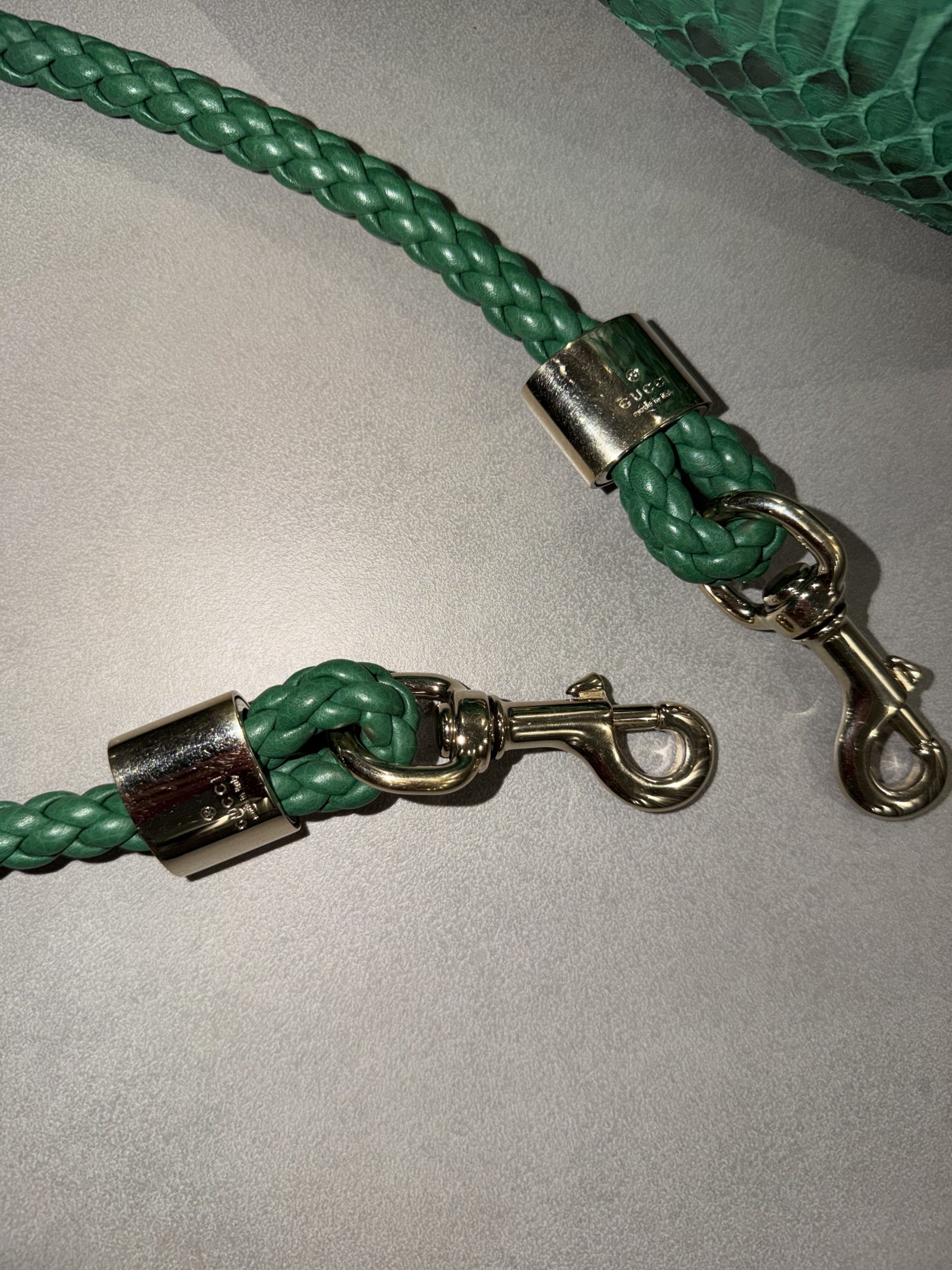 Gucci Vintage Emerald Python Hobo Bag with Iconic Braided GG Hardware