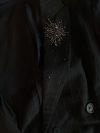 Brunello Cucinelli Black Pinstripe Double-Breasted Blazer with Crystal Floral Embellishment Brunello Cucinelli Black Pinstripe Double-Breasted Blazer with Crystal Floral Embellishment