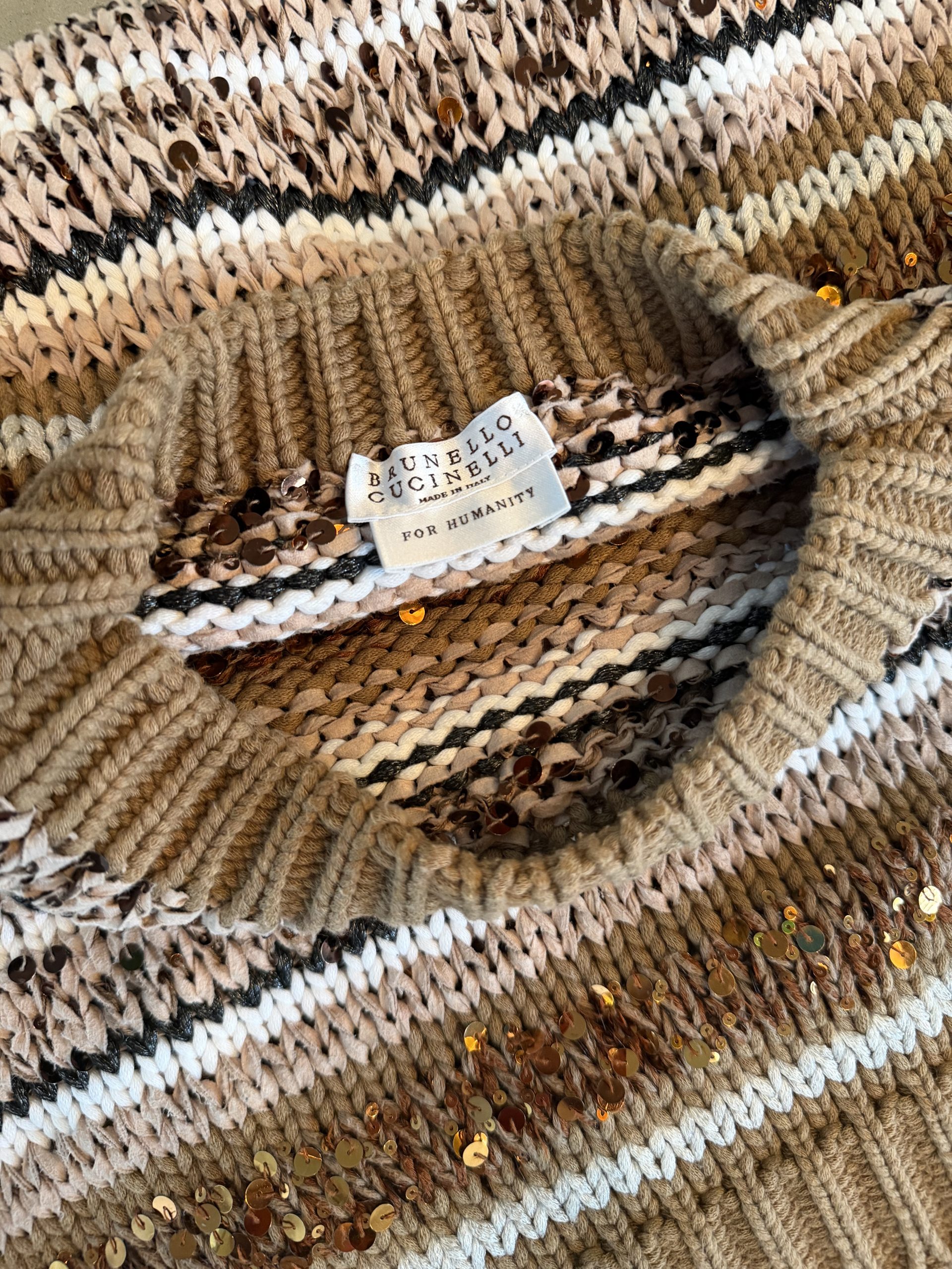 BRUNELLO CUCINELLI Striped Sequin-Embellished Cotton Sweater