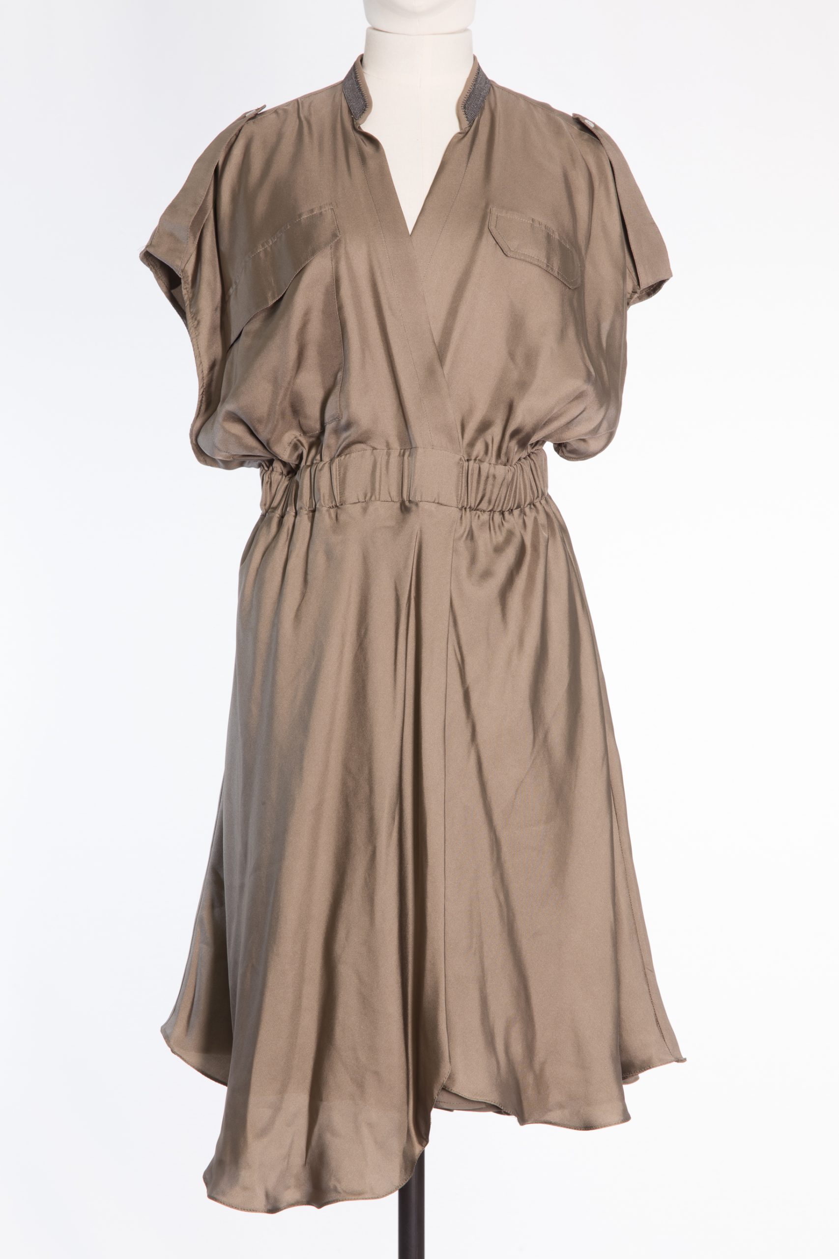 Brunello Cucinelli Silk Monili-Trim Dress