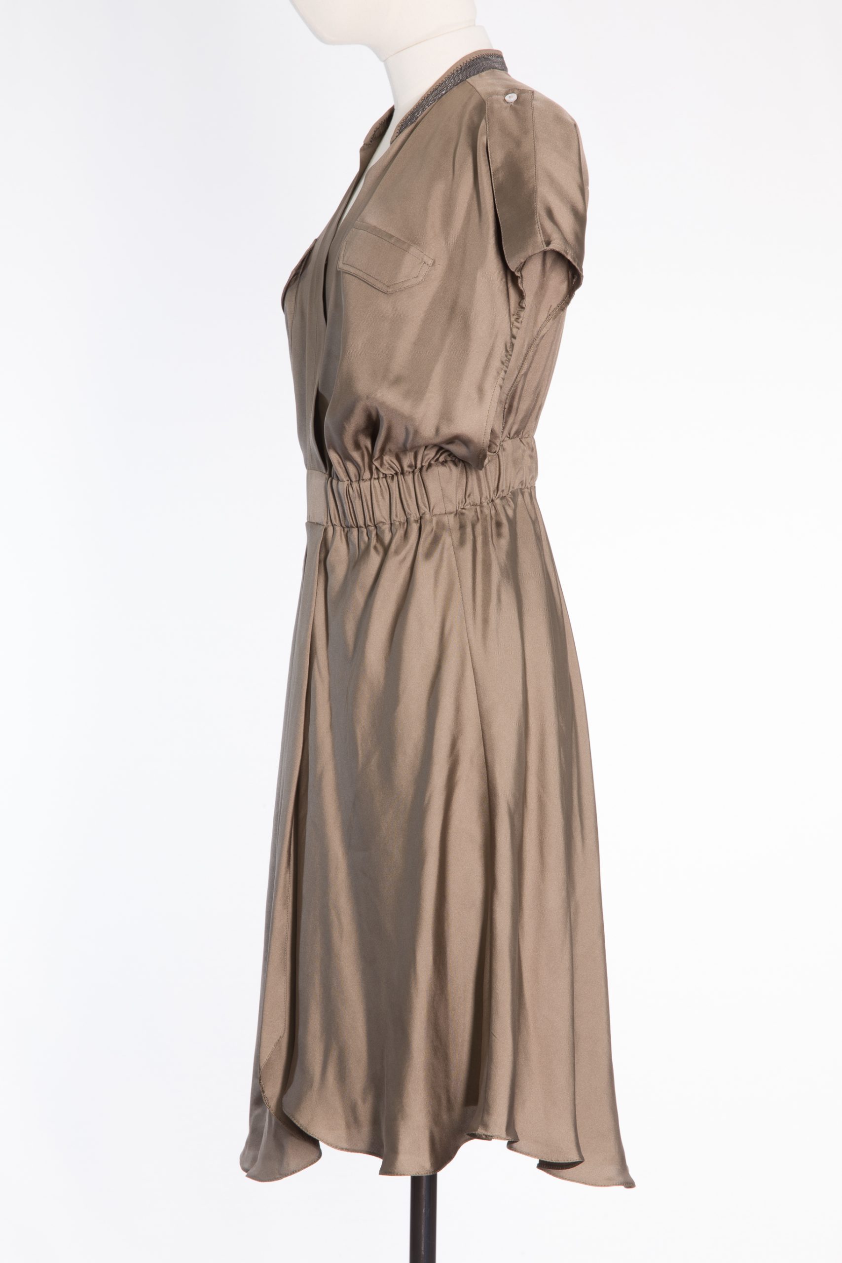 Brunello Cucinelli Silk Monili-Trim Dress