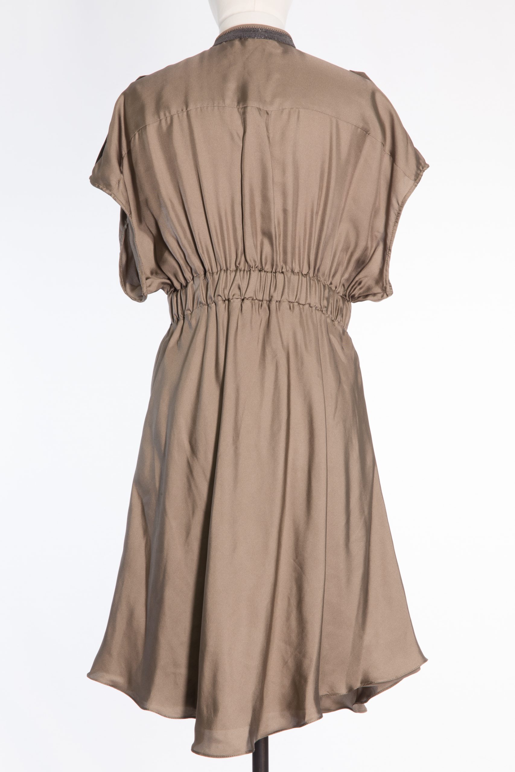 Brunello Cucinelli Silk Monili-Trim Dress