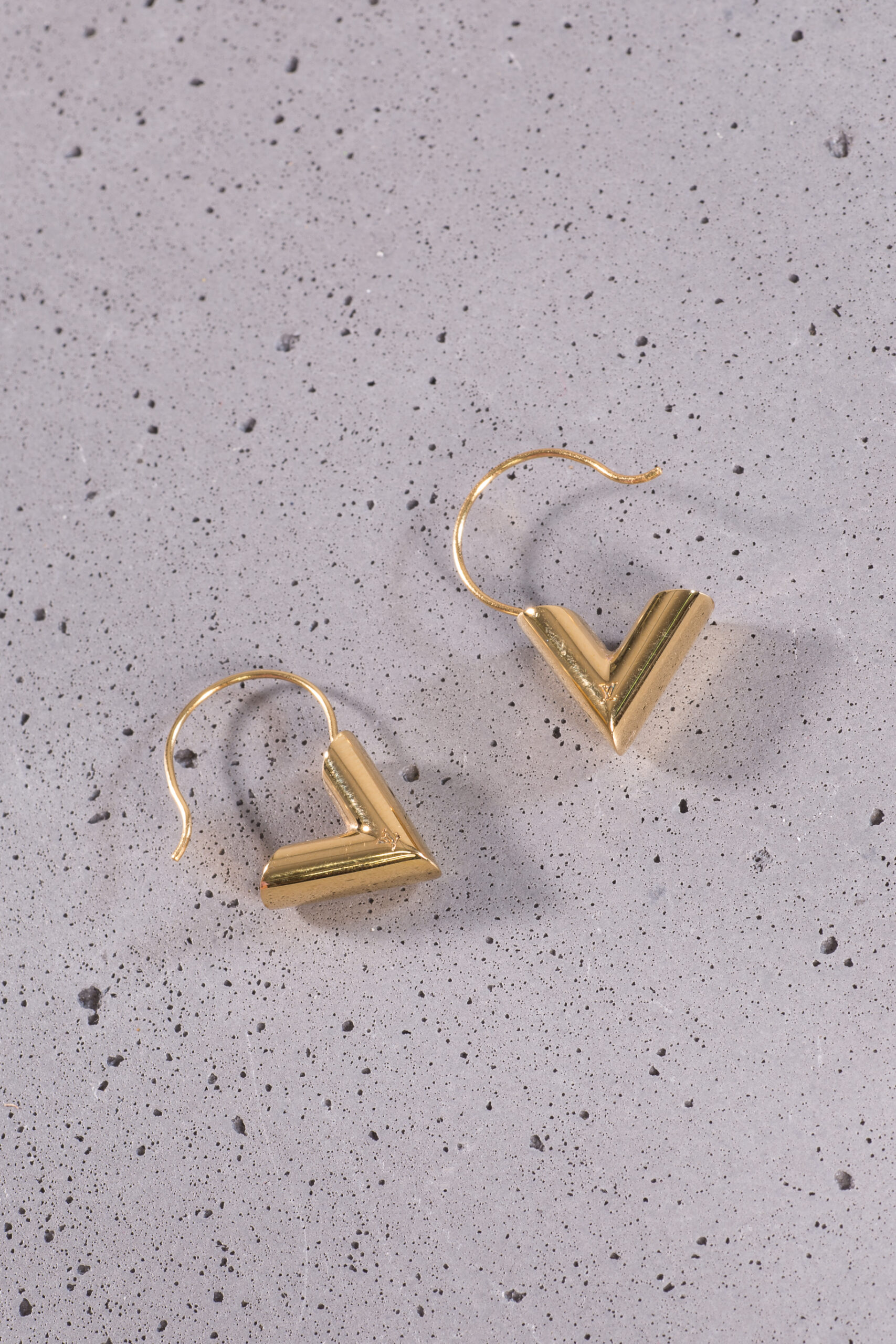Louis Vuitton Limited Edition Gold-Tone V Hoop Earrings
