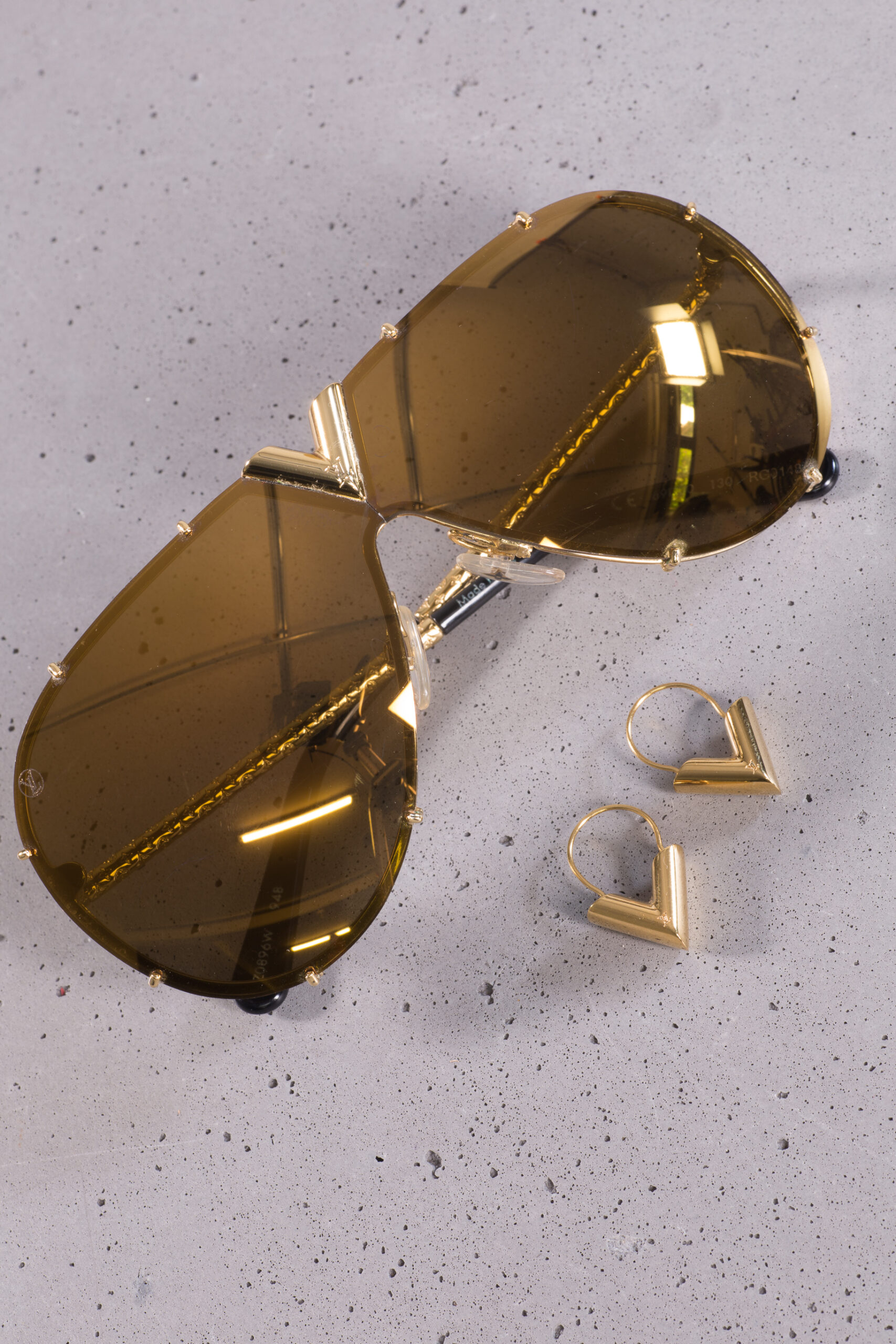 Louis Vuitton Limited Edition Gold-Tone V Hoop Earrings