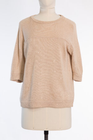 Brunello Cucinelli Cotton & Linen Sequin Knit Sweater