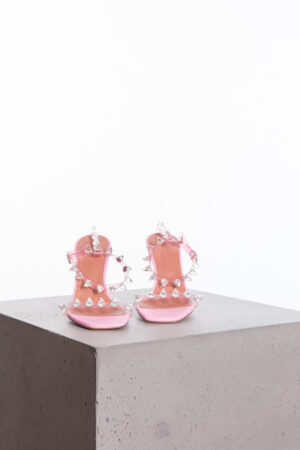 Amina Muaddi Julia glass spike-embellished heeled PVC sandals