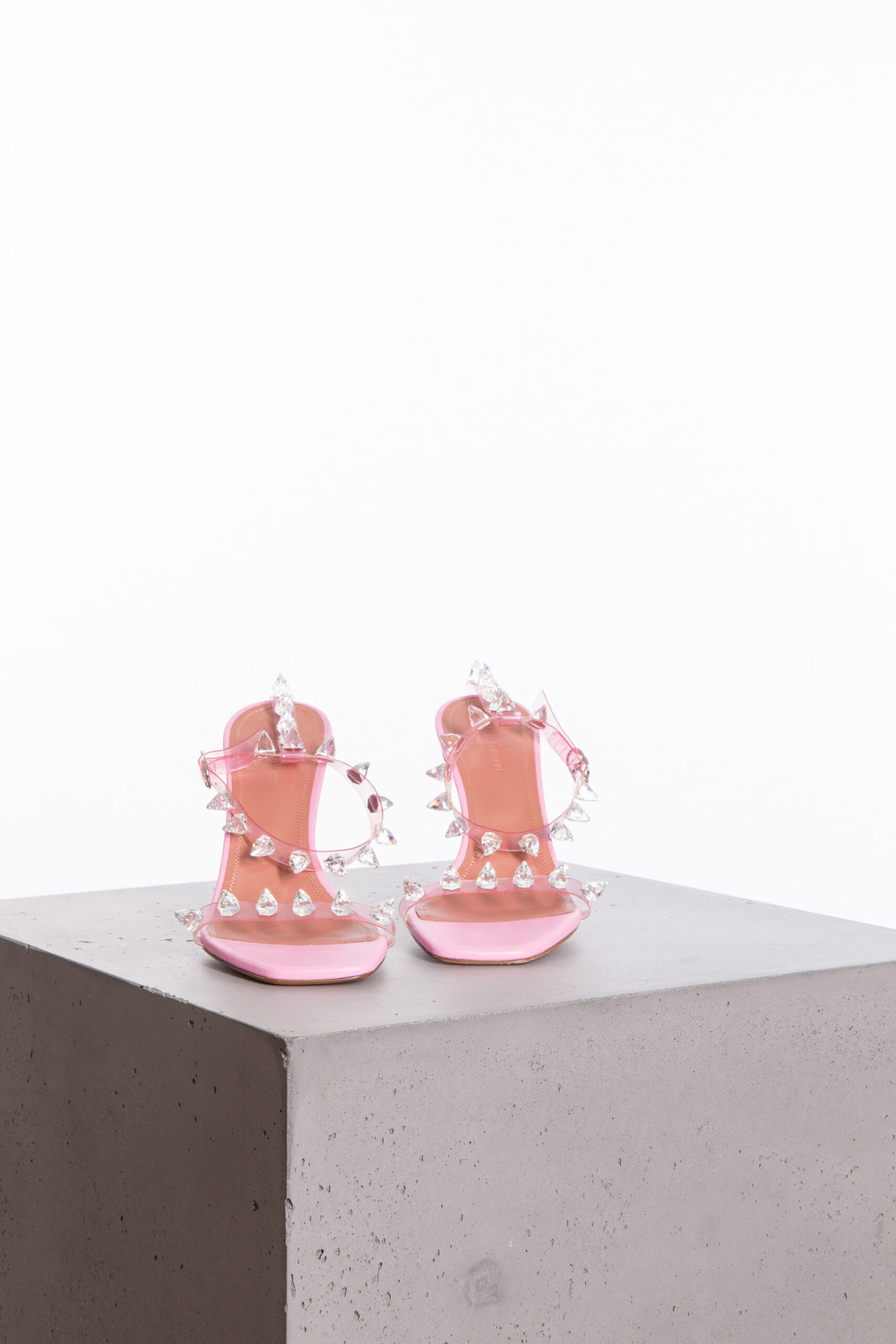 Amina Muaddi Julia glass spike-embellished heeled PVC sandals Amina Muaddi Julia glass spike-embellished heeled PVC sandals