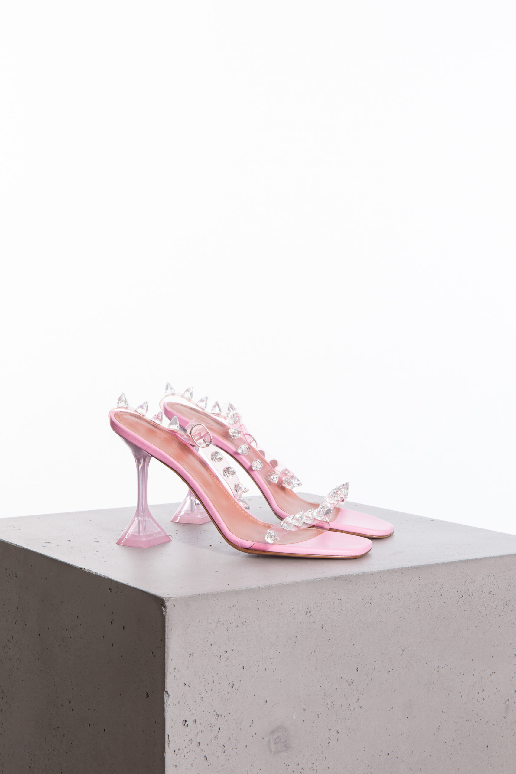 Amina Muaddi Julia glass spike-embellished heeled PVC sandals Amina Muaddi Julia glass spike-embellished heeled PVC sandals