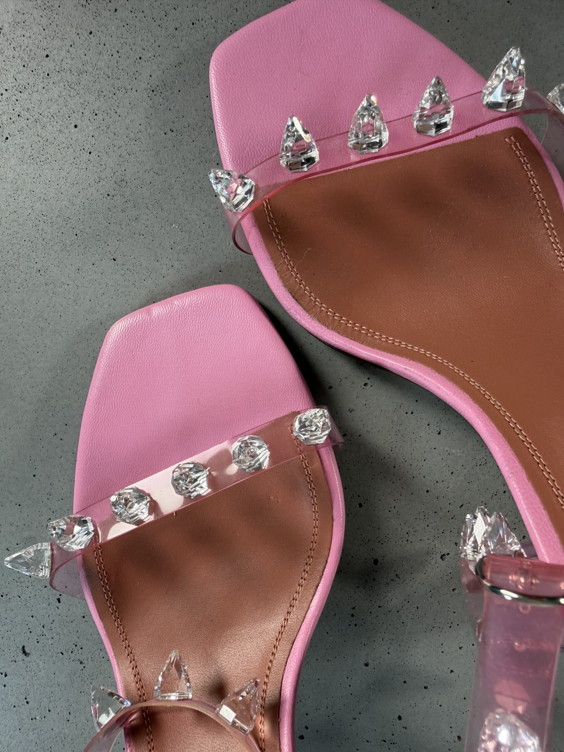 Amina Muaddi Julia glass spike-embellished heeled PVC sandals Amina Muaddi Julia glass spike-embellished heeled PVC sandals