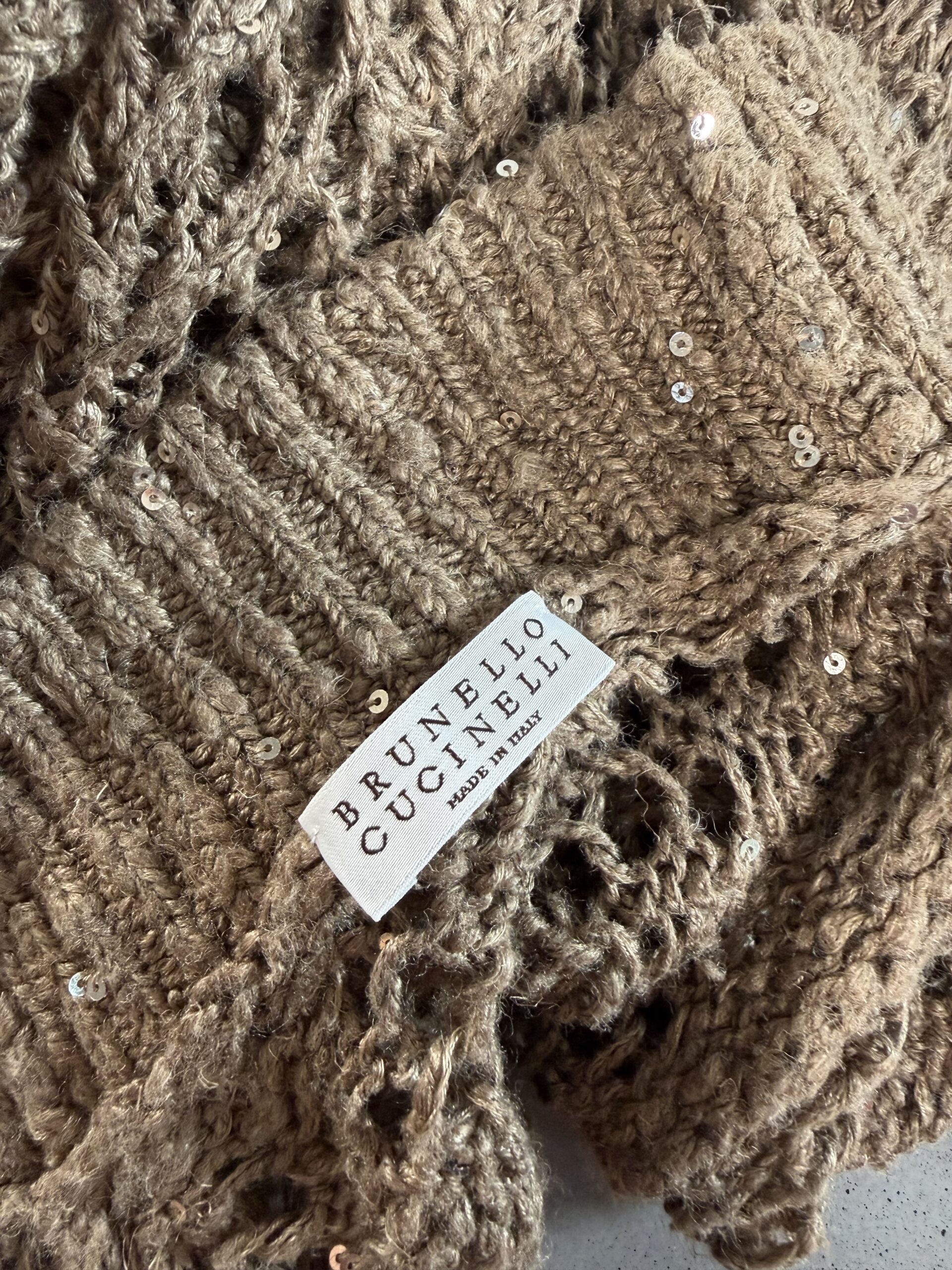 Brunello Cucinelli Sequin-Embellished Linen & Silk Open-Knit Cardigan Brunello Cucinelli Sequin-Embellished Linen & Silk Open-Knit Cardigan