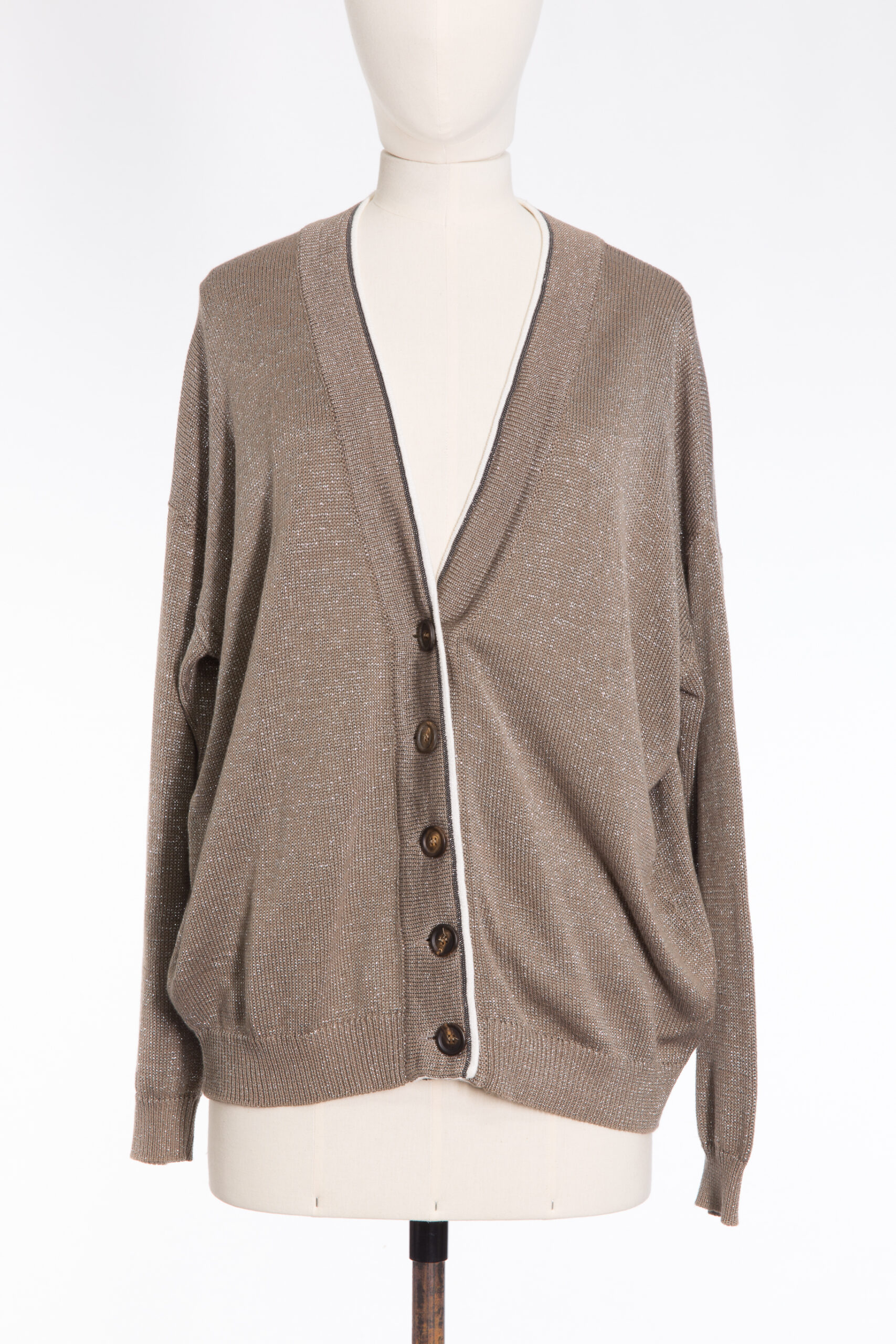 Brunello Cucinelli — Elegant Cotton Cardigan with Monili Detail Brunello Cucinelli — Elegant Cotton Cardigan with Monili Detail