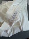 Brunello Cucinelli Classic White Blouse with Cashmere-Silk Trim, Stand Collar & Monili Brunello Cucinelli Classic White Blouse with Cashmere-Silk Trim, Stand Collar & Monili