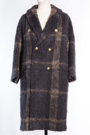 BRUNELLO CUCINELLI WINDOWPANE ALPACA-WOOL COAT, M–L