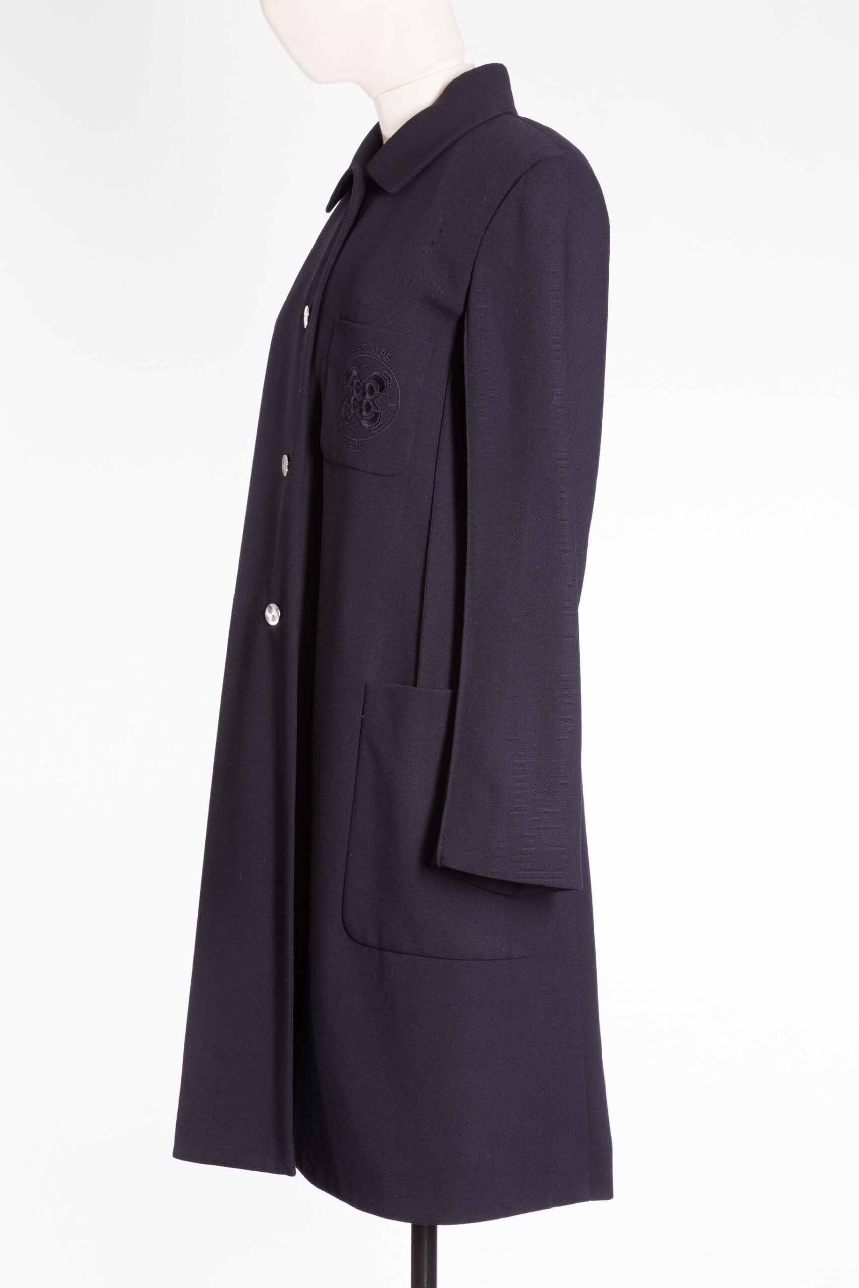 Hermès Navy Virgin Wool Coat Hermès Navy Virgin Wool Coat