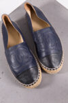 Chanel CC Logo Leather Espadrilles – Navy Blue / Black – Size 37 Chanel CC Logo Leather Espadrilles – Navy Blue / Black – Size 37