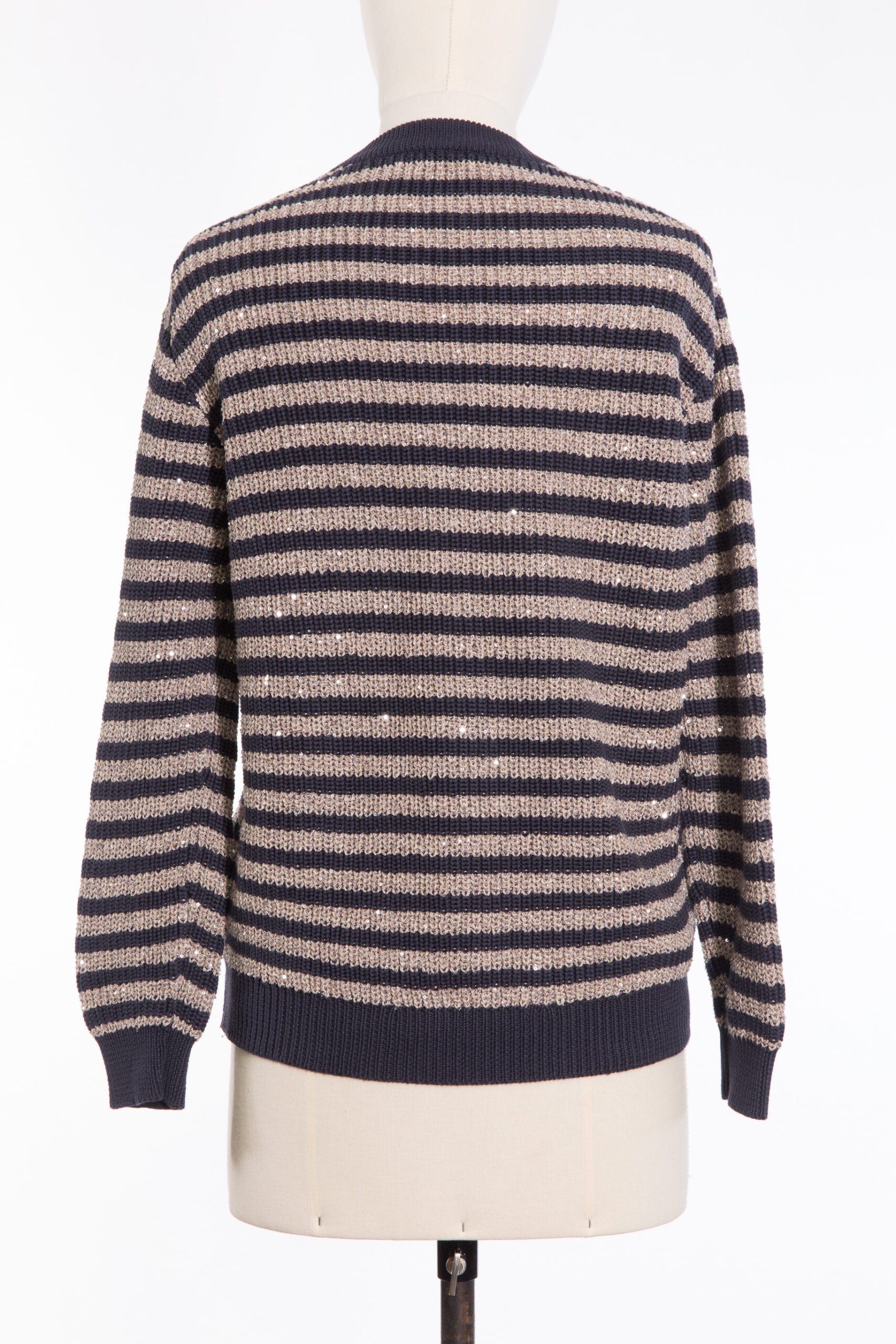 Brunello Cucinelli Striped Sequin-Embellished Cotton Knit Sweater