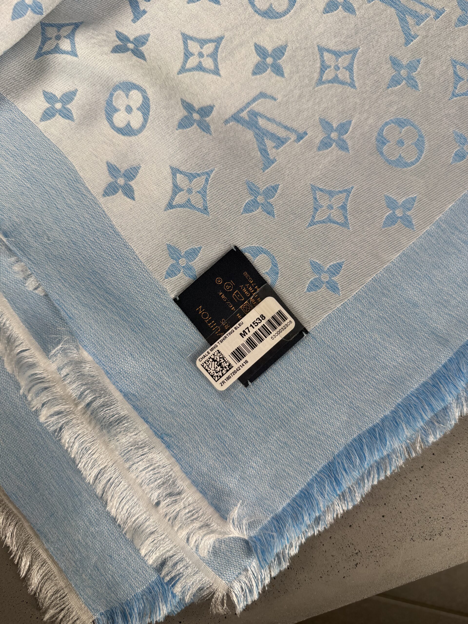 Louis Vuitton Reversible Monogram Shawl – Off-White / Powder Blue – Brand New
