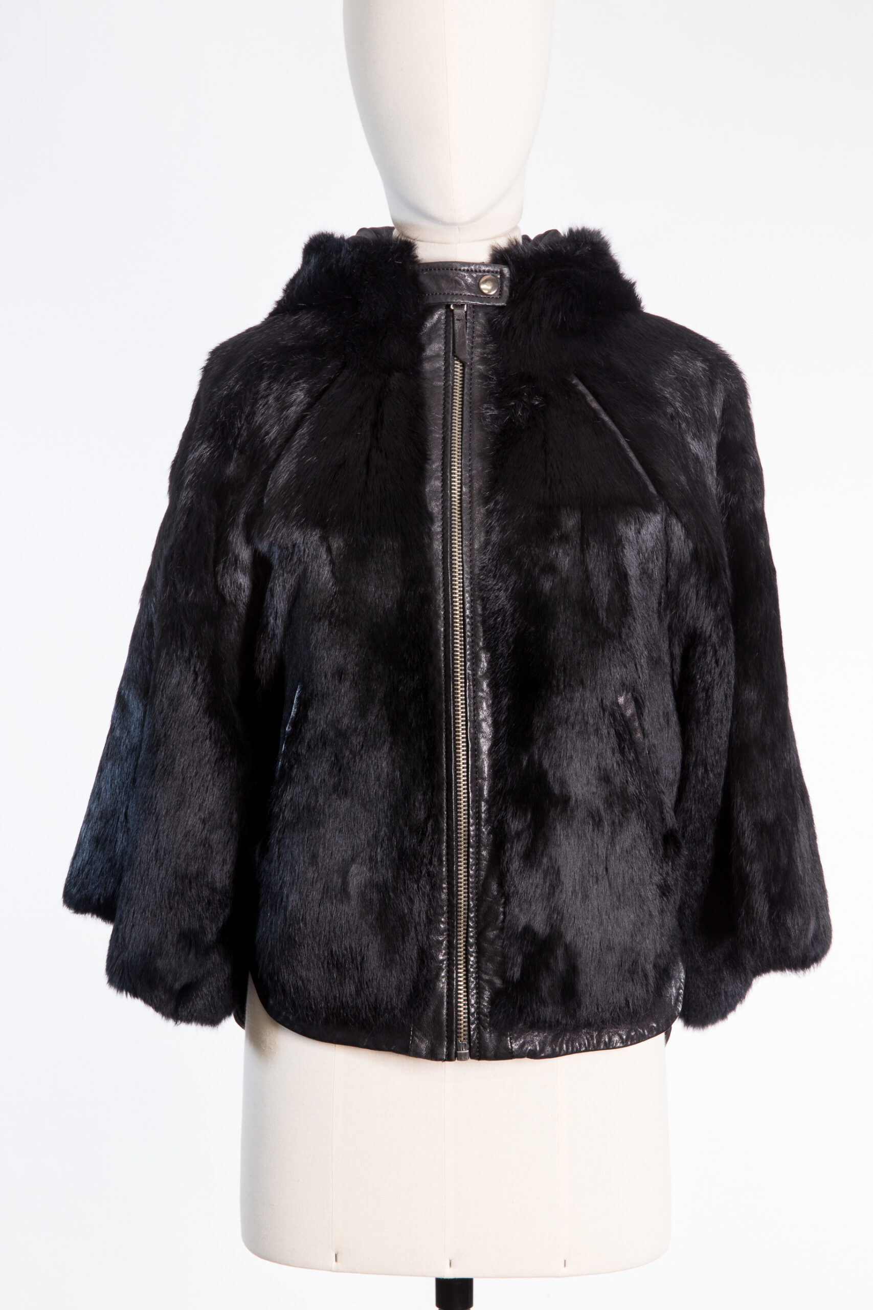 Huntessa-Session-02_2026-Dress11-01 Billtornade Hooded Rabbit Fur Jacket with Leather Trim