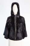 Billtornade Hooded Rabbit Fur Jacket with Leather Trim Billtornade Hooded Rabbit Fur Jacket with Leather Trim