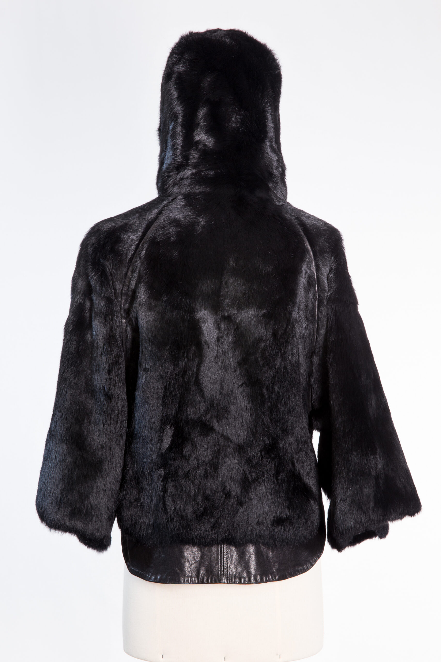 Billtornade Hooded Rabbit Fur Jacket with Leather Trim Billtornade Hooded Rabbit Fur Jacket with Leather Trim