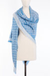 LOUIS VUITTON Blue Monogram Silk & Wool Shawl LOUIS VUITTON Blue Monogram Silk & Wool Shawl