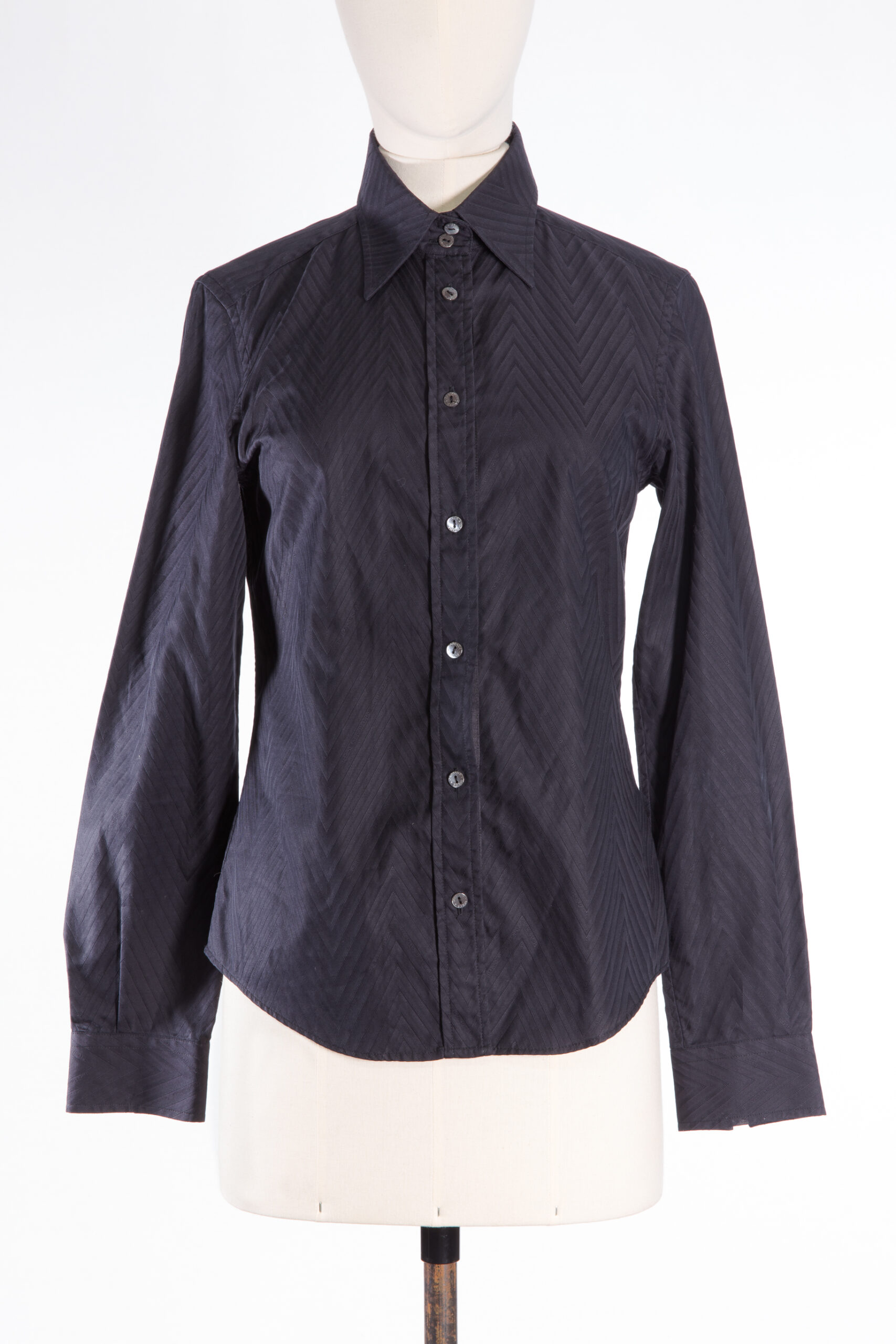 Dolce & Gabbana chevron cotton-silk fitted shirt