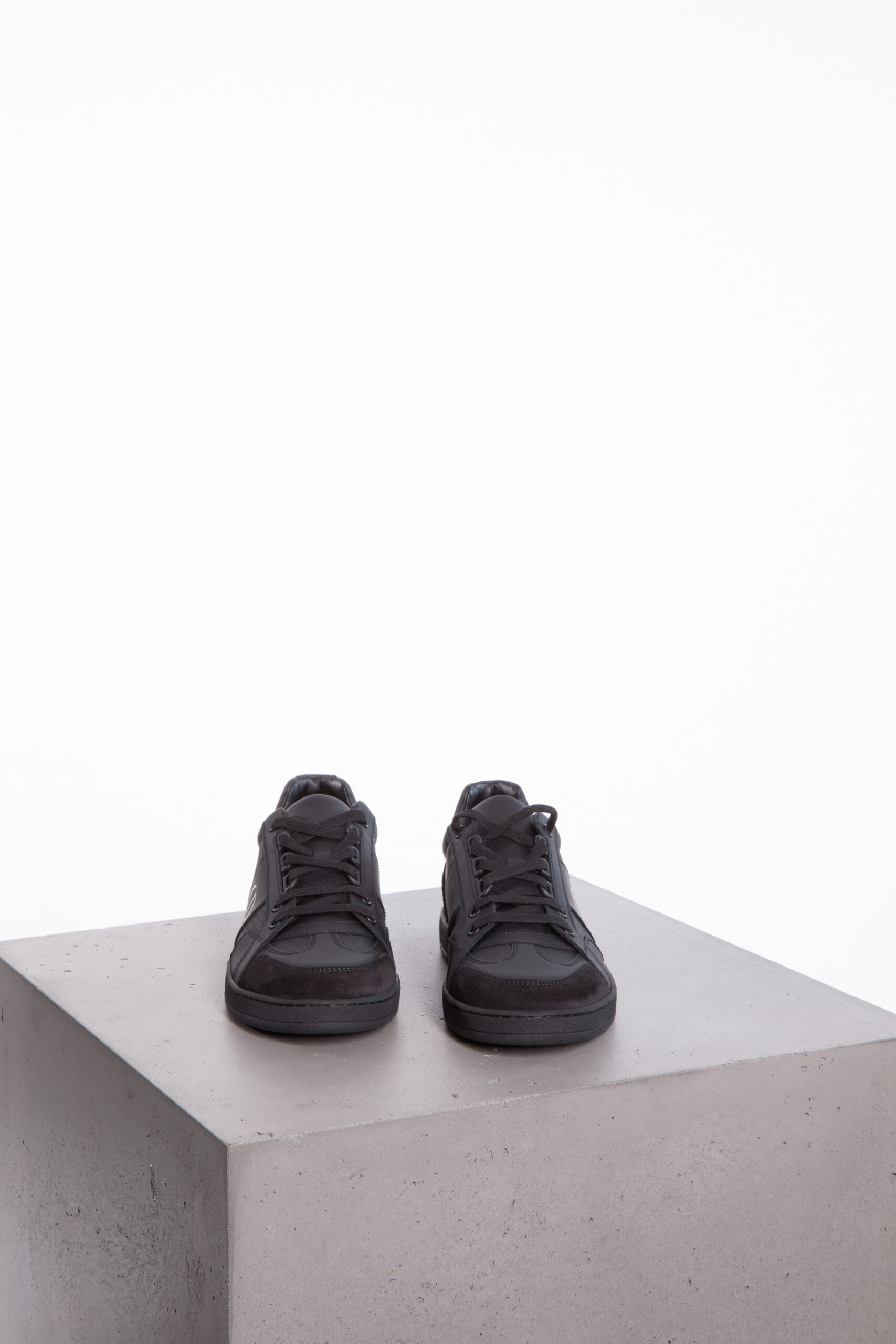 CHRISTIAN DIOR Black Leather Sneakers with Suede Trim