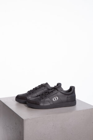 CHRISTIAN DIOR Black Leather Sneakers with Suede Trim