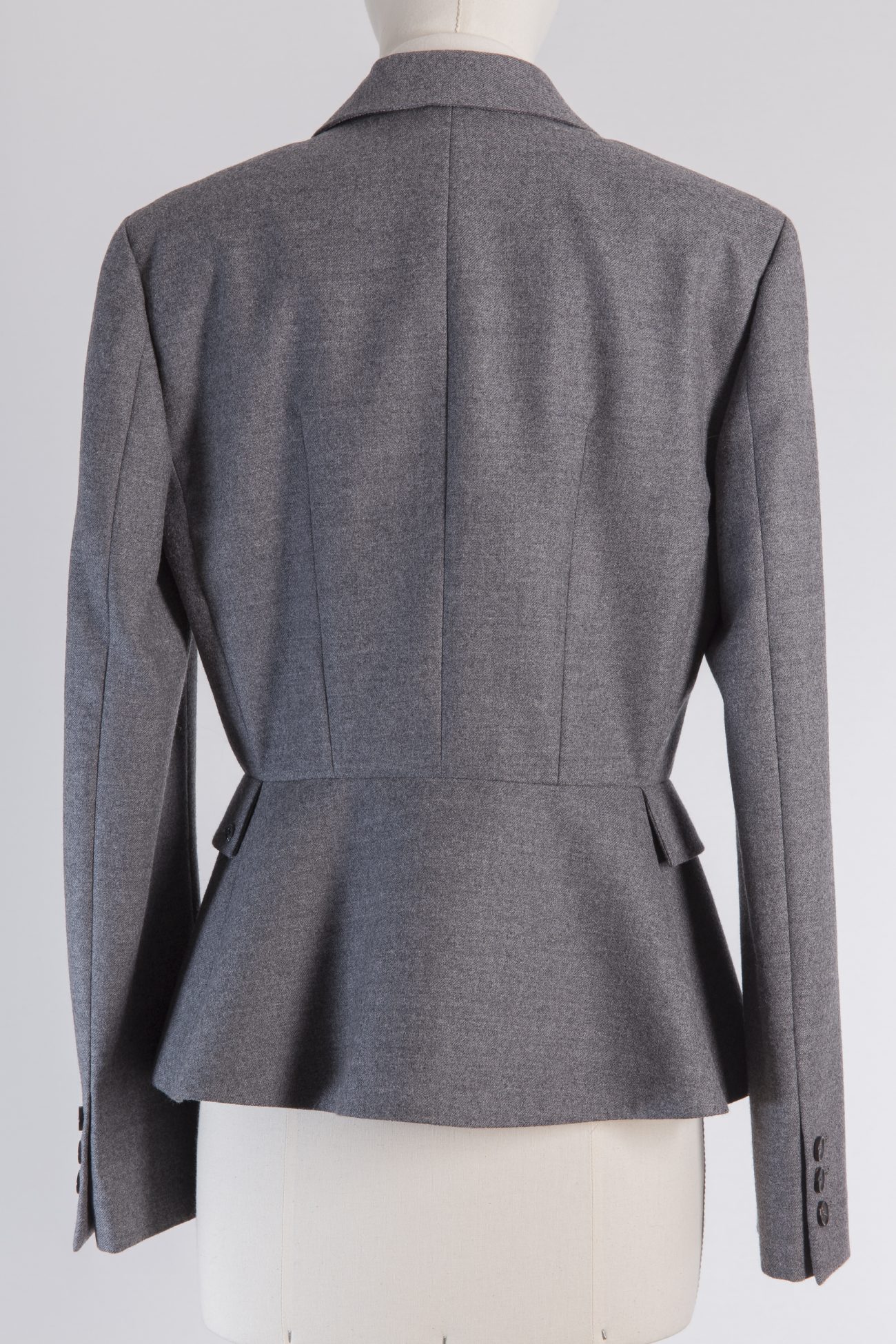 GUCCI GREY WOOL PEPLUM BLAZER, IT 42 GUCCI GREY WOOL PEPLUM BLAZER, IT 42