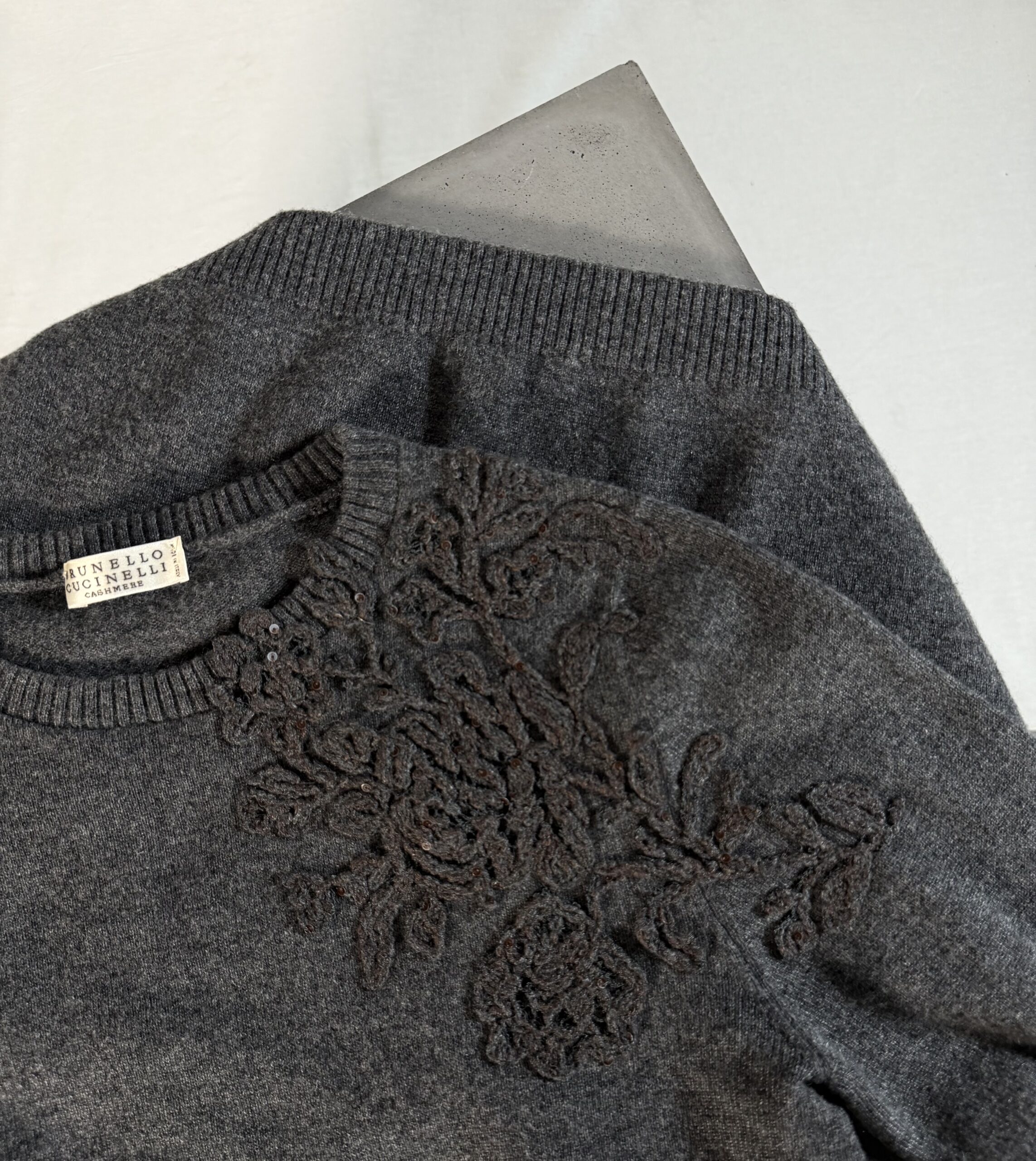Brunello Cucinelli Cashmere Sweater with Floral Appliqué