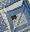 LOUIS VUITTON Blue Monogram Silk & Wool Shawl LOUIS VUITTON Blue Monogram Silk & Wool Shawl